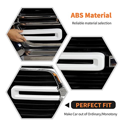 Image of Front Grille Inserts Trim Cover Grill U Bar Cover Frame Decoration Exterior Accessories for Dodge RAM 2018 2019 2020 2021 2022,white