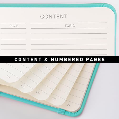 Image of RETTACY Lined Journal Notebook, 192 Numbered Pages, A5 Medium Size (5.7'' x 8.3''), for Men & Women, Journaling, Writing, Work & Office, Leather Hardcover, 100 GSM Thick Paper (Mint)