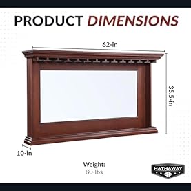Alternative view of Hathaway Seville Back Bar Mirror - 62" x 35.5" Beveled Wall Mirror with Shelf & Built-In Stemware Holder, Solid Wood Frame in Walnut Finish – Elegant Wall-Mounted Design for Bars and Dining Rooms