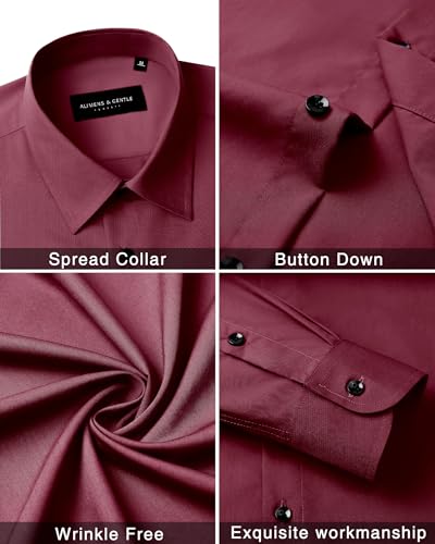 Image of Alimens & Gentle Men's Dress Shirts Long Sleeve Wrinkle Free Stretch Business Casual Wedding Button Down Shirt