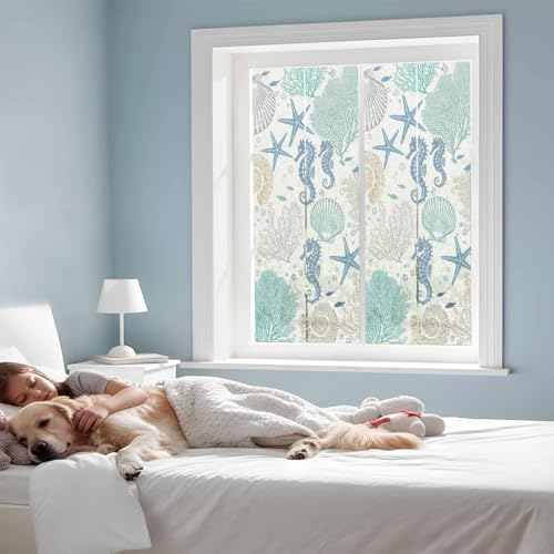 Vinilo para ventana con privacidad, 19.6" x 39.3" azul coral miniatura 3