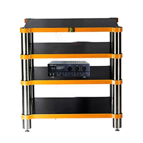 Mueble Equipo HiFi Rack De Componentes De Audio De 4 Niveles, Gabinete Estéreo Cerrado con Estante De Madera, Soporte para Entretenimiento Audiovisual(Black)