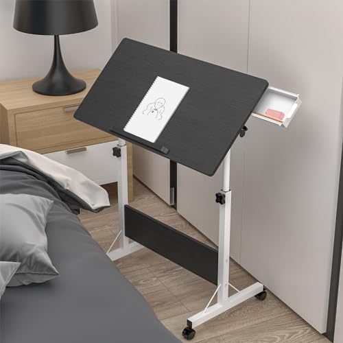 PIPIPOXER 80x40cm Klappbarer Computertisch mit Rollen, Laptoptisch Höhenverstellbarer 64-89cm,...