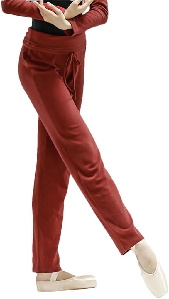 Women's Ballet Warm Up Pants Solid Color Wide Leg Dance Trousers Long Knitwear for Adult Dance Practice Training