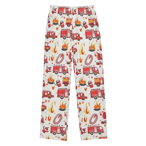 Pajama Bottoms, Fire Trucks Pattern Pajamas Pant Lounge Wear Sleep Long Pants Casual Sleepwear PJS