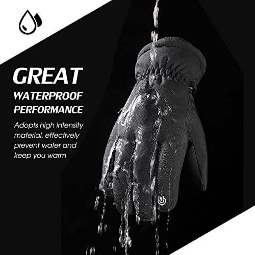 KAJIA Luvas de inverno de esqui quente de dedo completo para tela de toque com faixa reflexiva de se