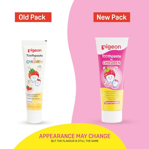 Image of Pigeon Strawberry & Orange Toothpaste for Babies & Kids 45 g (Pack of 2) | Fluoride & SLS Free | Colour & Paraben Free | pH-Balanced Gentle Oral Care