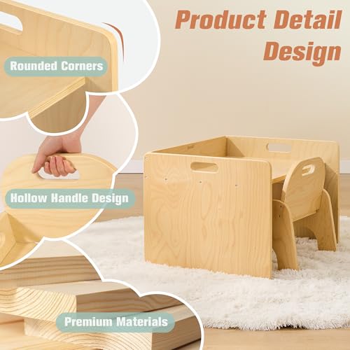 Bateso Montessori Weaning Table and Chair Set for Toddler 1-3, Wooden Baby Table and Chair Set for Eating, Laerning & Playing, Montessori Kids Furniture for Home or Preschool - Image 4