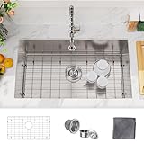 MAYESAR 30 Inch Undermount Kitchen Sink - 30 x 18 Stainless Steel Kitchen Sinks 16 Gauge Single Bowl 9' Deep Handmade Sink with Brushed Finish, Round Corner