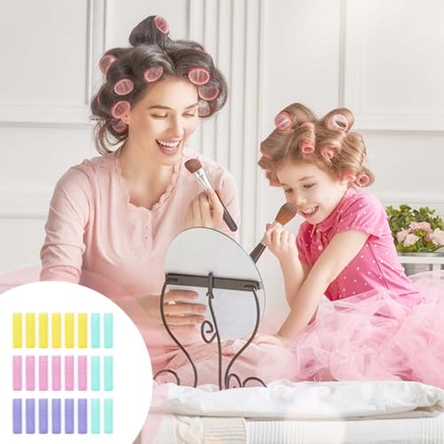 EIHI Lockenwickler Kurze Haare Selbsthaftend Haftwickler Kleine Locken Set Friseursalon Lockenwickler über Nacht Haarwickler Styling-Tools mit 1 Packung Rattenschwanzkamm Werkzeuge, 25 Stück