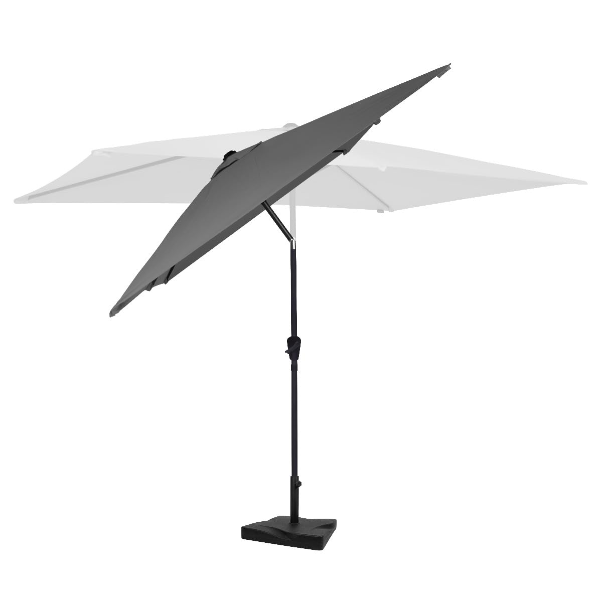 VONROC Ombrellone da giardino Rapallo 200x300 cm con Base da 20 kg, Inclinazione Regolabile, UPF 50+, Manovella Facile e Copertura Protettiva Inclusa Nero