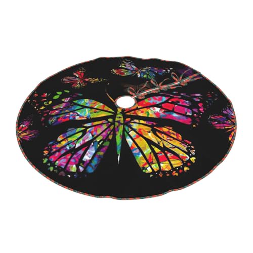 Décoration de Noël jupe de sapin classique tapis rustique imprimé papillon - 5