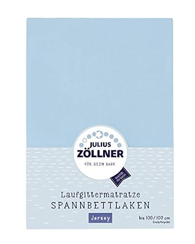 Julius Zöllner 8390347350 Jersey prześcieradło z gumką, pasuje do materacy o wymiarach od 68 x 90 do 100 x 100 cm, jasnoniebieskie