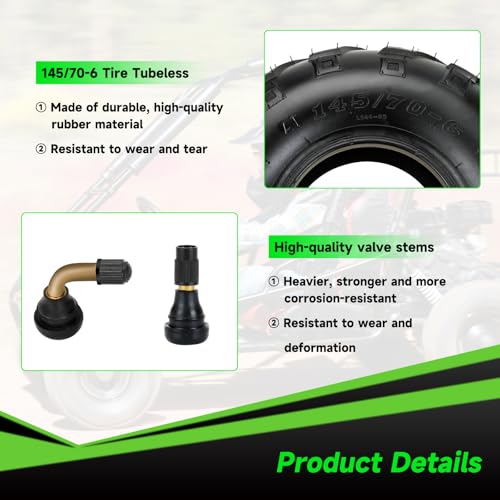 145/70-6 145-70-6 Tires Tubeless Compatible with Coleman