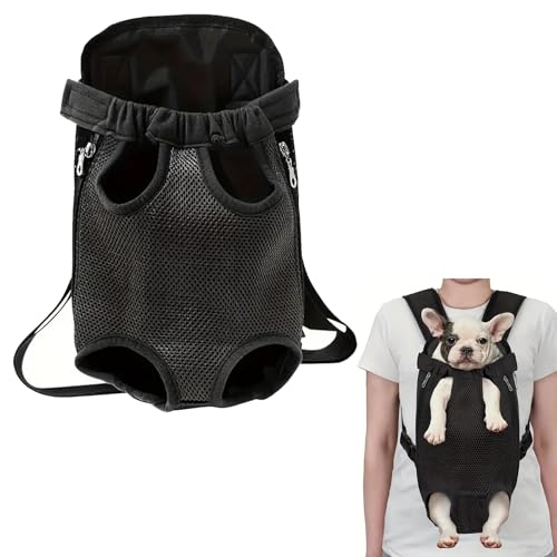 HTTDSLF Haustier Rucksack Hund Katzen Tragetasche, Haustier-Tragerucksack, Verstellbarer Hunde-Tragerrucksack, für Klein Mittler Hunde Katzen Welpen, L, Schwarz
