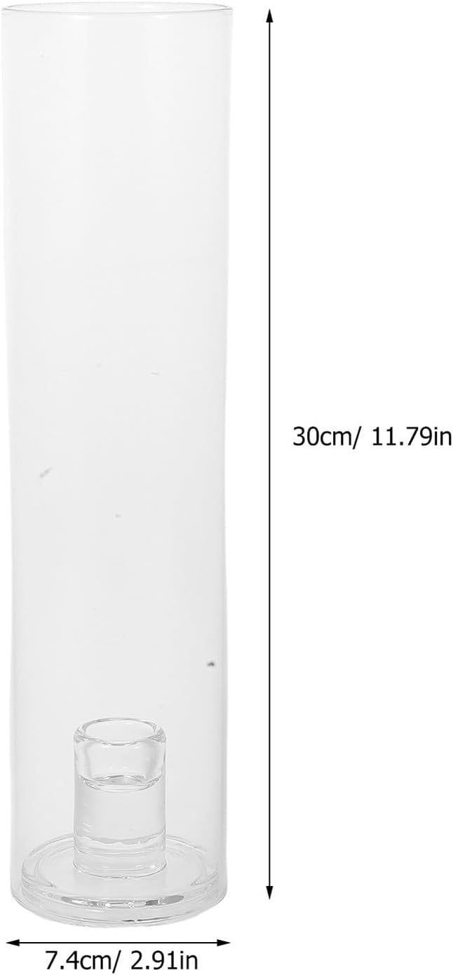 Lurrose Glass Hurricane Candle Holders with Windproof Cylinder Sleeves for Tapered Candles Candlestick Stand with Base Stylish Wedding Birthday Party Decor Ornament