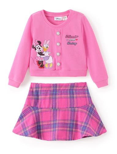 Image of Disney Frozen Elsa Minnie Princess Girl Outfit Knit Top & Tweed Skirt Set 2-13Y