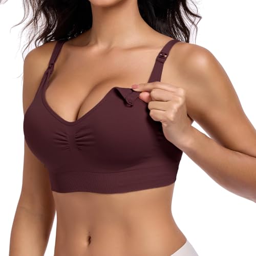 OHweeks Women’s Seamless Nursing Bra Wireless Maternity Bra 5Packs with Removable Pads Pregnancy Postpartum — view 2