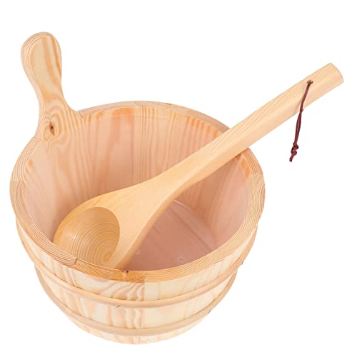 FOMIYES Wooden Sauna Bucket 1 Set Bath Bucket Spoon Foot Tub Take a Bath Wooden Wooden Sauna Spoon