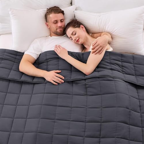 Weighted Blanket for Adults Cooling Heavy Blanket for Sleeping Perfect for 190-210 lbs Queen Size Breathable Blanket with Premium Glass Bead Machine Washable (Grey 150cmx203cm 22lbs)
