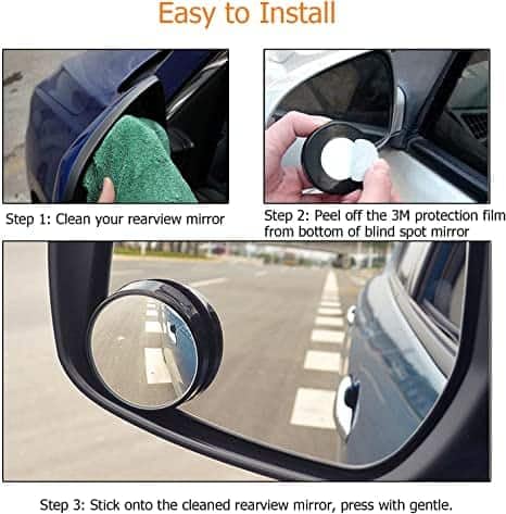 Image of CarWoW Round Blind Spot Mirror For Car ORVM Mirror | 360 degree Adjustable Convex Blind Spot Mirror Suitable For All Cars, Bikes, Trucks (2-pcs)
