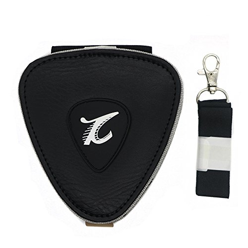 KKmoon Bolsa de couro PU para guitarra porta-palhetas de grande capacidade com 20 peças de celulóide