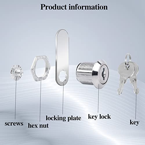 2 Pack Cabinet Locks With Keys 5/8 Inch Cam Lock Keyed Alike Secure Drawer Mailbox File Rv Storage Locks Tool Box Locks Replacement Set, Zinc Alloy #TOP2