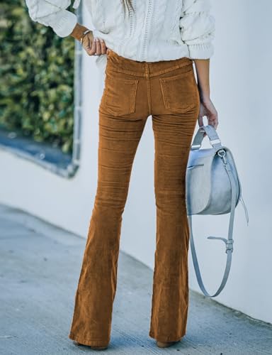 Corduroy High Waist Flare Pants - Women's Trendy Baggy Bell Bottom Wide Leg Trousers3