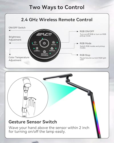 Image of LED Desk Lamp with Clamp, Dual-Light Architect Lamp with RGB Light & Remote