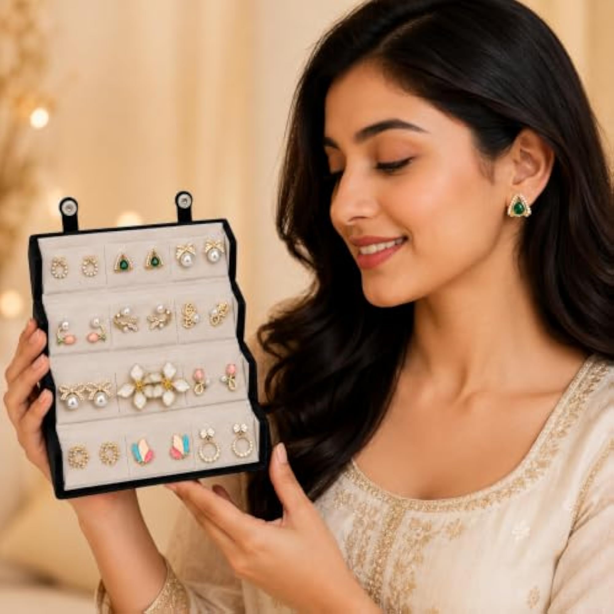 12 Pairs Stylish Earrings Set with Organizer Box
