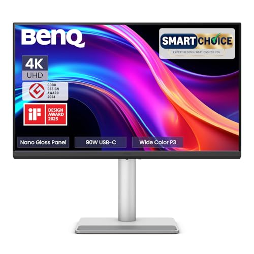 Image of BenQ MA320UP (Smartchoice) 32 inch 4K 3840x2160 Nano Gloss Monitor for MacBook, Dual USB-C 90W /15W PD, Mac Color Match, 550 nits, Mac Controls, Ergonomic Design, 3W x2 Speakers, 97% P3 Colors (Silver)