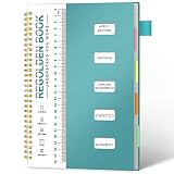 Regolden-Book 5 Subject Notebook College Ruled with Pocket and Dividers, Multi Subject Spiral Compos