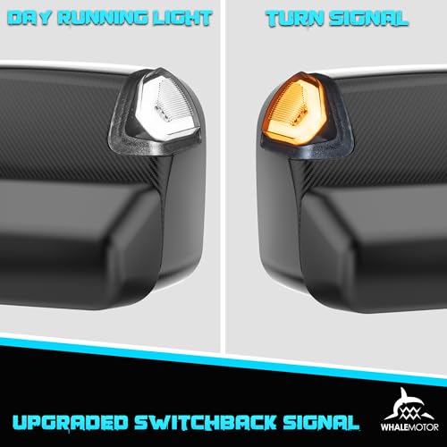 Image of Switchback Signal Tow Mirrors Compatible with Dodge Ram 1500(2009-2018) 2500 3500(2010-2018), Power Heated Flip Up Extended Trailer Towing Side Mirrors w /Puddle Light, Smoked Lens Carbon Grey Housing