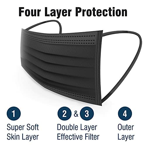 WECARE 50 Box, Individually-Wrapped Masks - 4-PLY - Black - Thumbnail 4