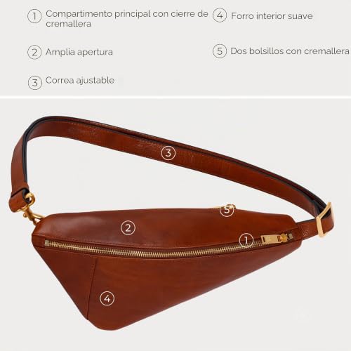 Bolso de pecho de cuero Time Resistance, bandolera urbana para el día a día 6