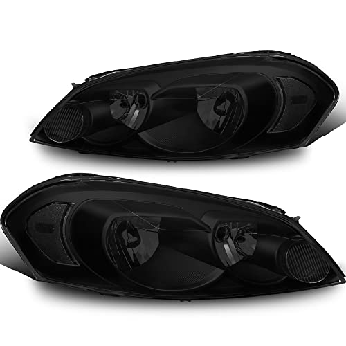 MOSTPLUS Headlight Assembly Compatible with 2006-2013 Chevy Impala / 2014-2016 Chevy Impala Limited / 2006 2007 Chevy Monte Carlo Front Lamp with Black Housing/Black Lens/Clear Reflector