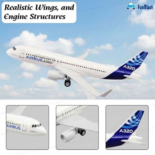 Image of FunBlast Diecast Aeroplane Scale Model - Airplane Miniature Model Only for Display, Size -14 Cm (A320-Airbus)