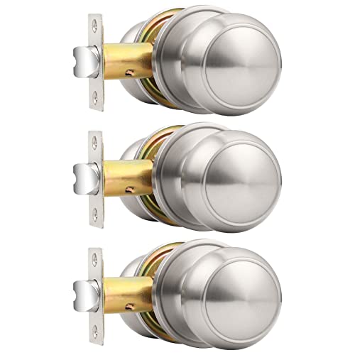 Probrico DL609SNPS-SG3PACK Brushed Nickel Passage Door Knobs, Flat Ball Interior Handles For Hall And Closet cover