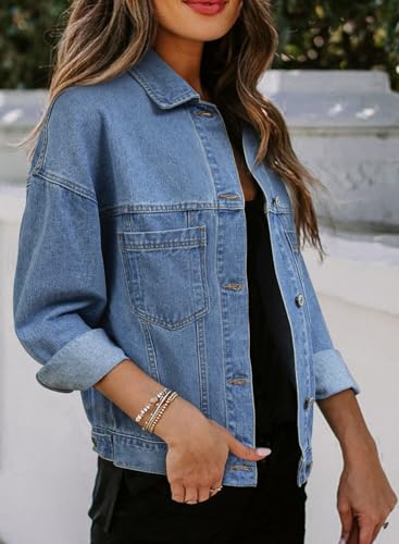 Sidefeel Women's Denim Jackets Casual Long Sleeve 2025 Spring Outfits Zimbaplatinum Jean Jacket3