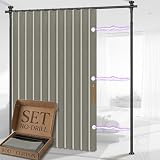 AJAZZ Privacy Curtains for Room Divider with Blackout & Soundproof (Grey, W100 x L84 in, 1 Panel)+ No Drill Curtain Rods(H) 43-120×(W) 35-100 in, Wall Divider for Bedroom/Studio/Office Curtain