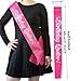 FSJJLLU ‘Birthday Queen' Birthday Sash Hot Pink with Glitter Silver Letters-Birthday Sash for Women,Queen of the Party, Fits All Women, Perfect for 21st, 30th, 40th, 50th Birthdays