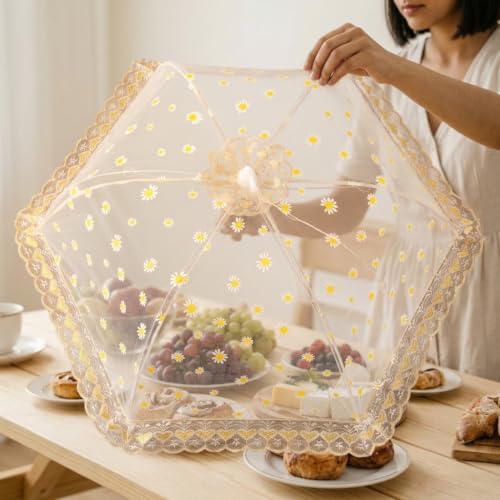 Image of HASTHIP Foldable Food Cover 80x80cm Mesh Canopy | Insect Protection, Removable Washable Top, Breathable Airflow For Picnics, Camping, BBQs, And Kitchens