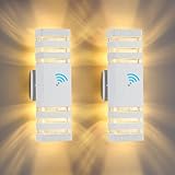 DARIISI Dusk to Dawn Outdoor Wall Lights Modern Exterior Lighting Fixtures, 2 Pack White Outdoor Lights for House, Up and Down Porch Lights Outdoor Waterproof Sconces Wall Lighting for Garage Patio