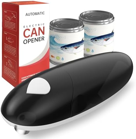 ROLWAY Can Opener, Easy Control Electric Can Opener with Non-Slip Design, Safe and Efficient Can Opener for Seniors, Smooth Edge, Hands Free for Home or Travel, Black