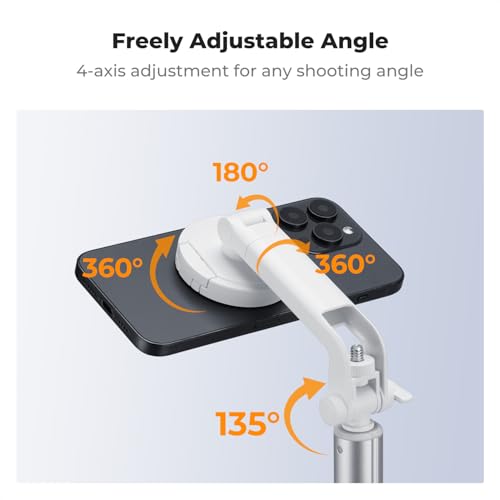 Image of K&F CONCEPT TF08 72 inch Phone Tripod, 3-in-1 Clip & Magnetic Selfie Stick with Remote, Automatic Phone Tripod Stand, Compatible with iPhone 17-12 Series Osmo Pocket 4 /3 Insta360 X5 Luna Ultra
