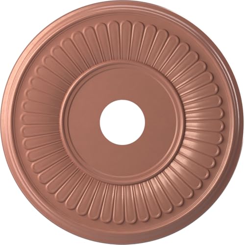 Image of Ekena Millwork CMP19BEFCP Berkshire Thermoformed PVC Ceiling Medallion (Fits Canopies up to 8 3 /8 inch), 19 inchOD x 3 1 /2 inchID x 1 inchP, Universal Pearl Metallic Champagne Pink