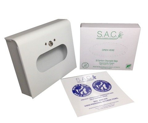Sanitary Napkin Disposal Bags and Metal Dispenser