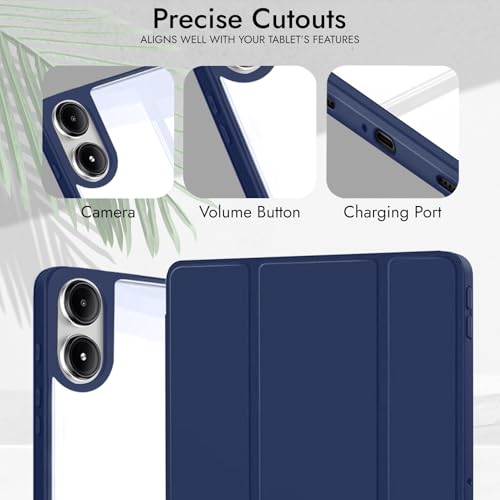 Image of Robustrion Cover for Redmi Pad 2 Pro 12.1 inch Cover Case with [Pencil Holder], Hybrid Cover Case for Redmi Pad 2 Pro Tablet Cover with Transparent Back [Auto Sleep Wake Support] - Navy