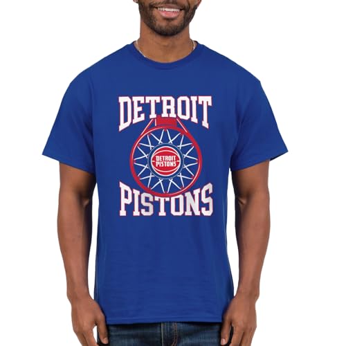 Junk Food NBA - Detroit Pistons - Above The Rim - Officially Licensed Adult Short Sleeve Fan Tee for Men and Women