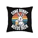 Some Bunny Needs Beer Funny Rabbit Drinking Easter Retro Dad Throw Pillow
